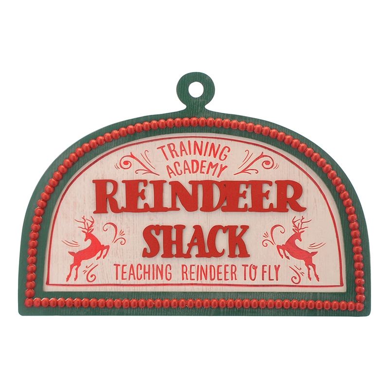 Reindeer Shack Decorative Sign Green 40cm