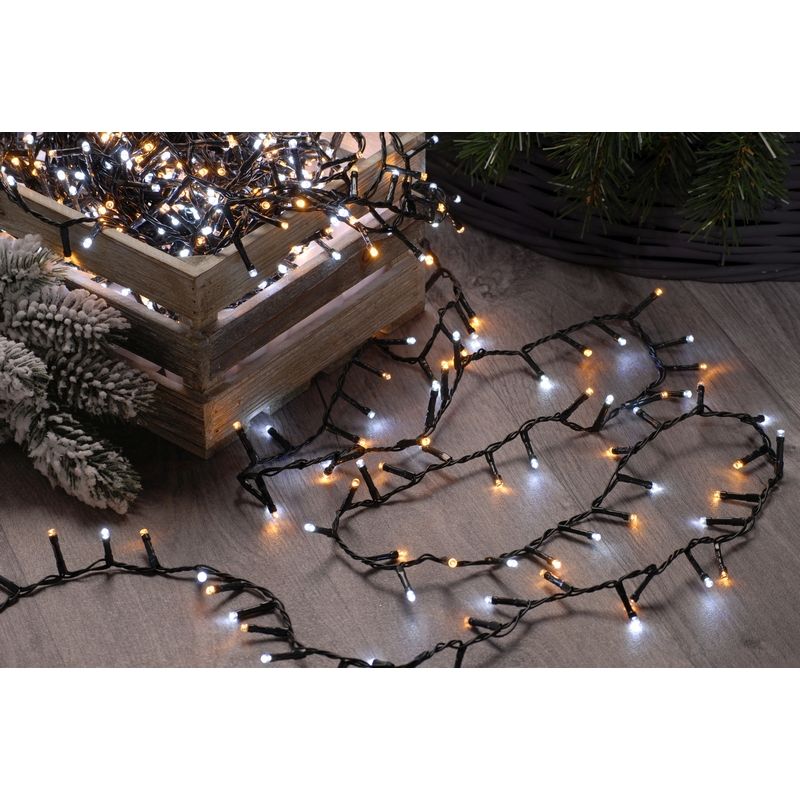String Fairy Christmas Lights Animated White & Warm White Outdoor 300 LED - 7.77m Firefly 