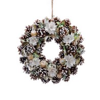 See more information about the Wreath Christmas Decoration Green with Frosted Pattern - 36cm 