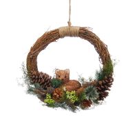 See more information about the Pinecones & Fox Wreath Christmas Decoration - 33cm 
