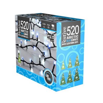 Christmas String Fairy Lights Multifunction Blue White Outdoor 520 Led 1297m Glow Worm