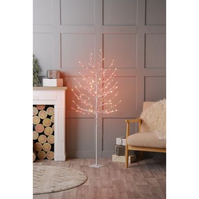 6ft Christmas Tree Light Feature Metal Plastic With Led Lights Red Warm White Winter Wishes