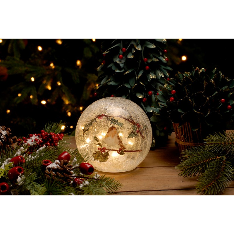 Crackle Effect Christmas Light Ball Warm White Indoor 15 LED 