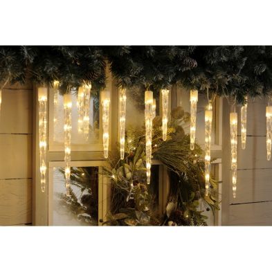 Christmas String Icicle Lights Multifunction White Warm White Outdoor 24 Led 69m