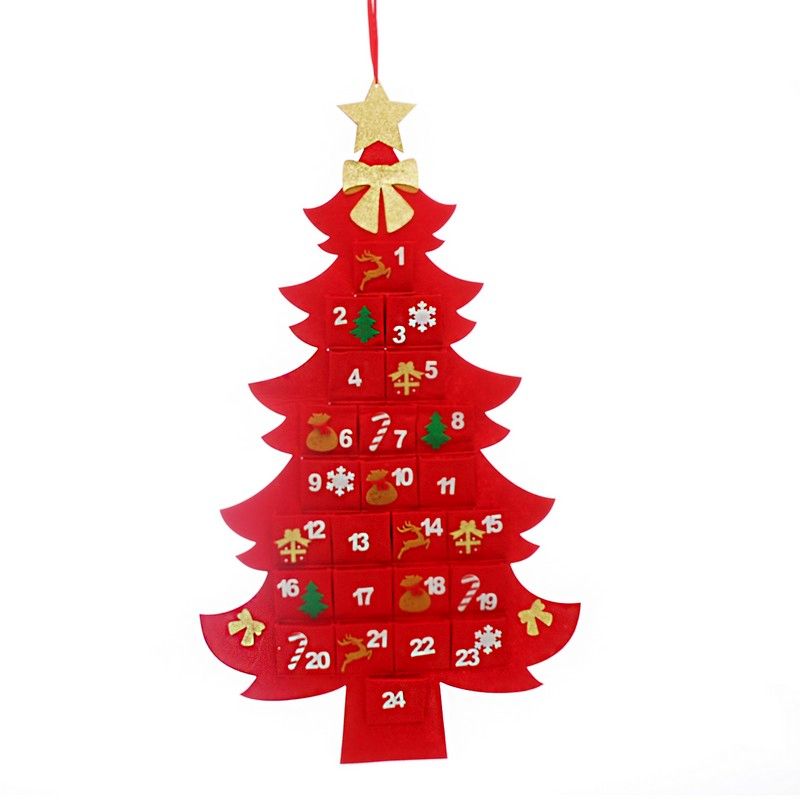 Xmas Tree Advent Calendar Christmas Decoration Red - 89cm 