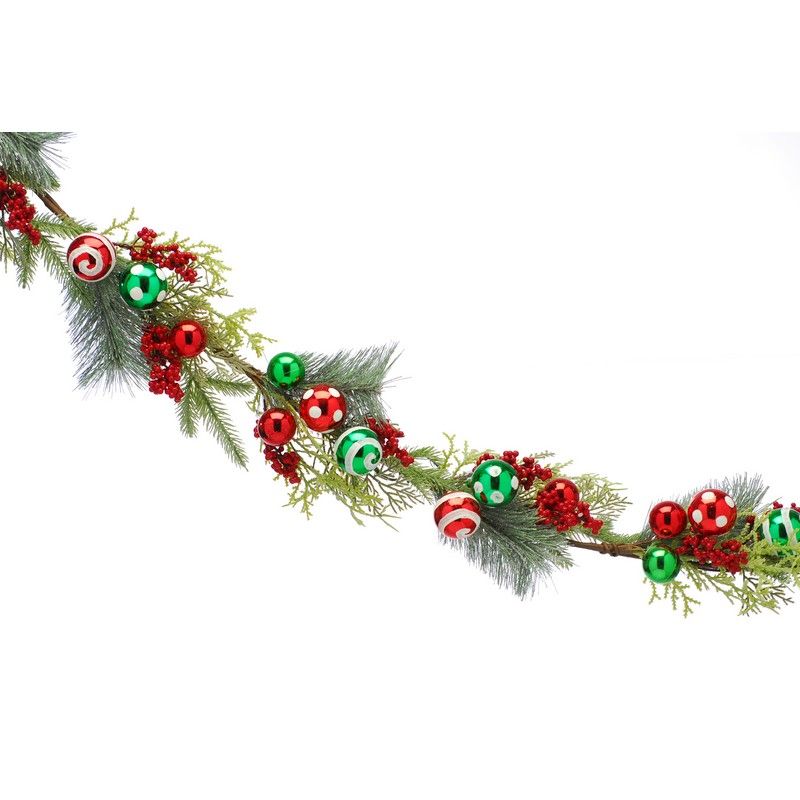 Berries & Bristles Garland Christmas Decoration Red & Green - 152cm 