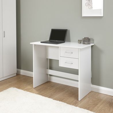 Product photograph of Panama Desk White 2 Drawers from QD stores