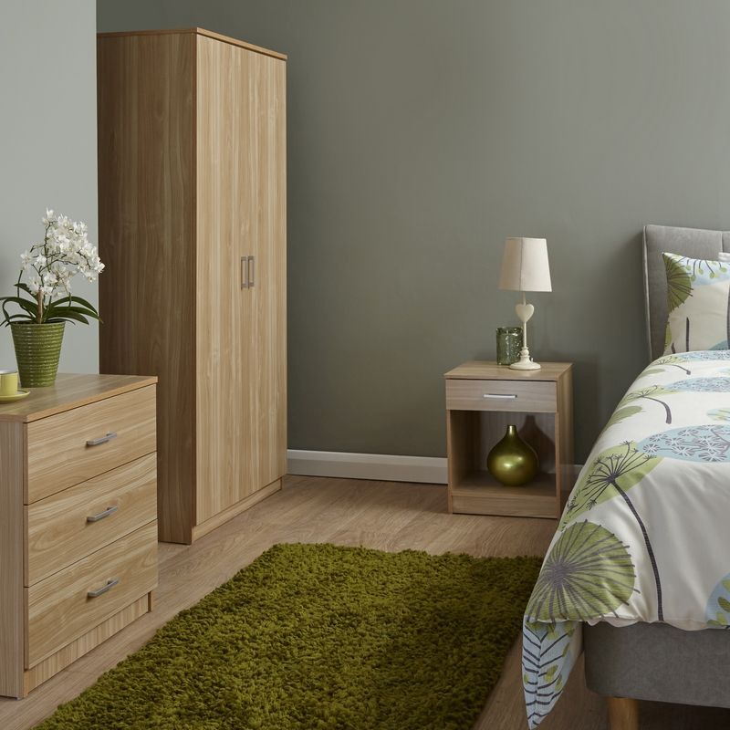 Panama 3 Piece Bedroom Furniture Set Natural Extending Table