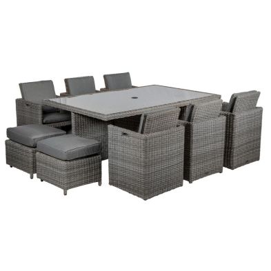 Product photograph of Paris Rattan Garden Patio Dining Set By Royalcraft - 10 Seats Grey Cushions from QD stores