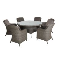 See more information about the Paris Rattan Garden Patio Dining Set by Royalcraft - 6 Seats Grey Cushions
