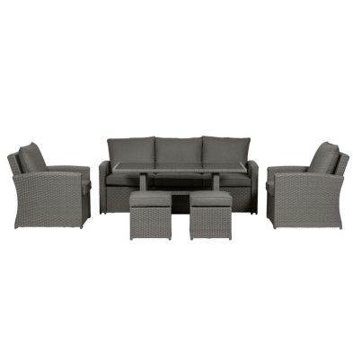 Product photograph of Paris Rattan Garden Patio Dining Set By Royalcraft - 5 Seats Grey Cushions from QD stores