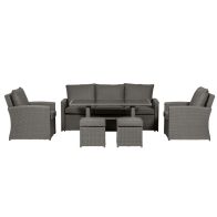 See more information about the Paris Rattan Garden Patio Dining Set by Royalcraft - 5 Seats Grey Cushions