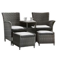 See more information about the Paris Rattan Garden Patio Dining Set by Royalcraft - 2 Seats Grey Cushions