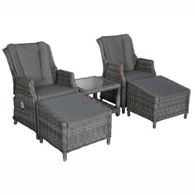 Product photograph of Paris Rattan Garden Bistro Set By Royalcraft - 2 Seats Grey Cushions from QD stores