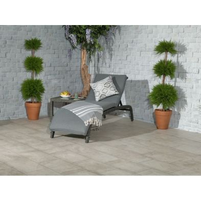 Product photograph of Paris Rattan Garden Patio Sun Lounger By Royalcraft With Grey Cushions from QD stores