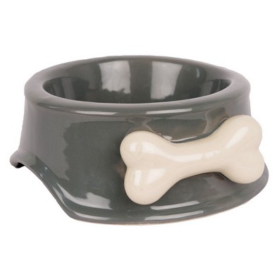 Large Dog Bowl Grey Ceramic 22cm By Banbury