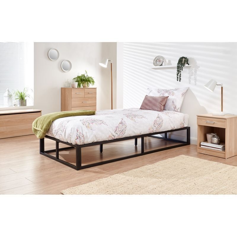 Platform Single Bed Frame Black Buy Online at QD Stores
