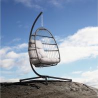 See more information about the Egotistic Rattan Garden Swinging Hanging Egg Chair by Royalcraft with Grey Cushions