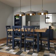 See more information about the Westbridge Light Oak & Blue Extending 1.2 To 1.6M Dining Table