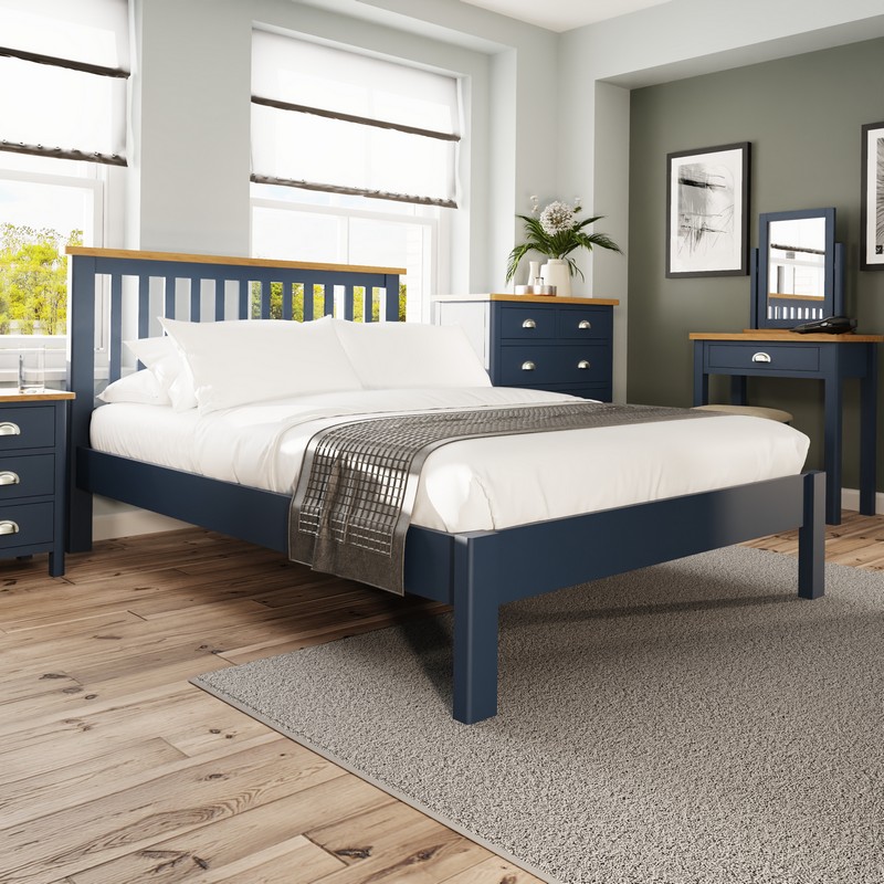 Rutland Double Bed Oak Blue 5 x 7ft