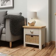 See more information about the Westbridge Side Table Oak Grey 2 Drawers