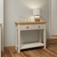 See more information about the Westbridge Console Table Oak Grey 2 Drawers
