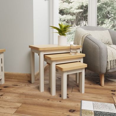 Product photograph of Westbridge Nest Of 3 Tables Oak Grey from QD stores