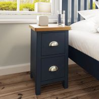 See more information about the Westbridge Light Oak & Blue 2 Drawer Bedside Table