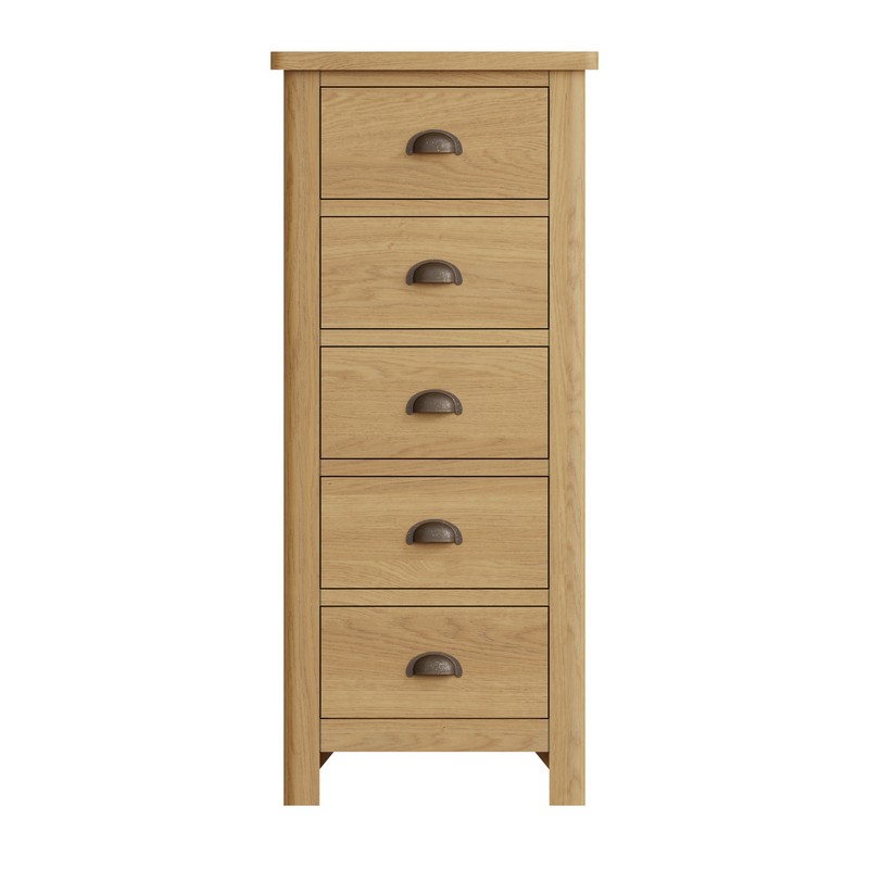 Rutland Tall Chest of Drawers Oak Natural 5 Drawers - Buy Online at QD ...