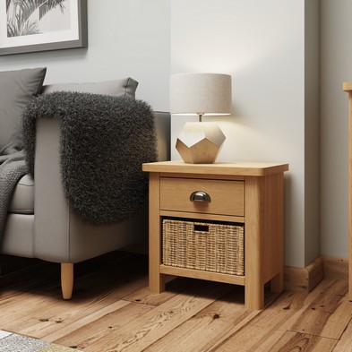 Product photograph of Rutland Side Table Oak Natural 2 Drawers from QD stores