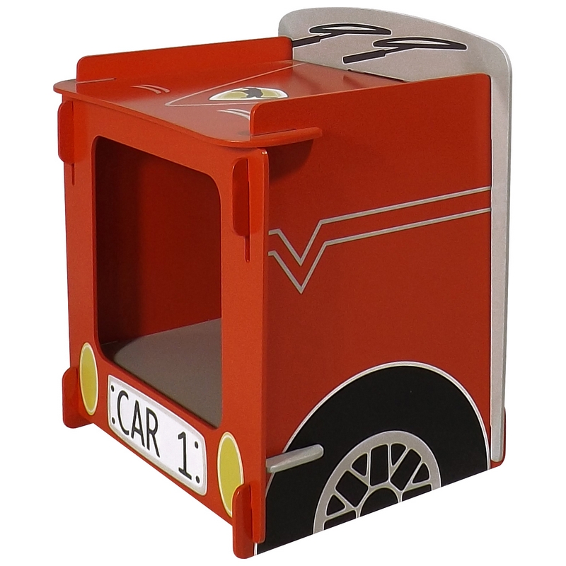 Racing Car Bedside Table Red 1 Shelf - 36cm by Kidsaw