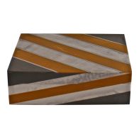 See more information about the Wood & Resin Jewellery Box Striped 20.5cm - Brown & White