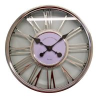See more information about the Clock Metal Silver Wall Mounted Battery Powered - 45cm