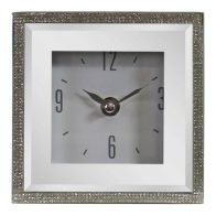 See more information about the Mirrored Clock White with Jewelled Pattern Battery Powered - 14cm