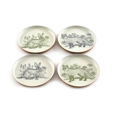 Product photograph of 4x Woodland Animals Coaster Metal - 11cm from QD stores