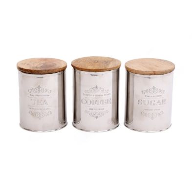 Product photograph of 3 X Metal Tins 17cm - Silver from QD stores