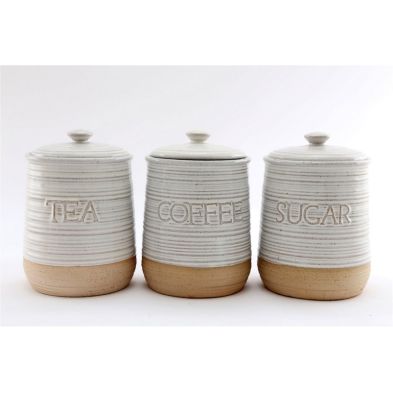 Product photograph of 3 X Ceramic Jars 18 5cm - White from QD stores