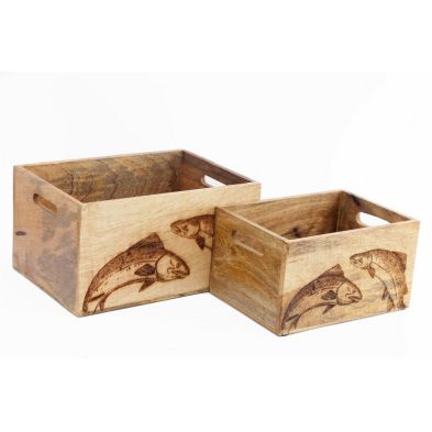 Product photograph of 2 X Salmon Wood Crates - Natural from QD stores