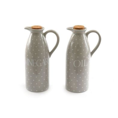 Product photograph of 2x Jug Ceramic Grey With Heart Pattern - 20 5cm from QD stores