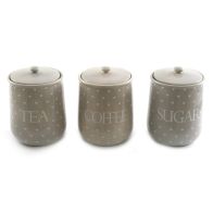 See more information about the 3 x Ceramic Jars 12.5cm - Grey