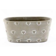 See more information about the Planter Stoneware Grey with Heart Pattern - 25cm