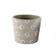 See more information about the Planter Stoneware Grey with Heart Pattern - 16cm