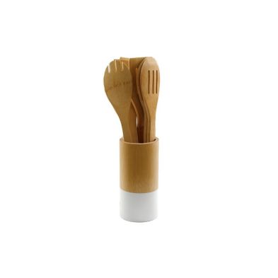 Product photograph of Six Piece Wooden Utensils With Round Holder from QD stores