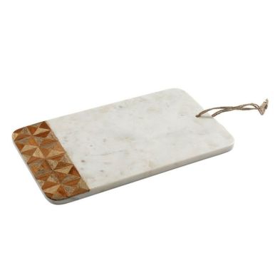 Product photograph of Chopping Board Marble Wood White With Geometric Pattern - 40cm from QD stores