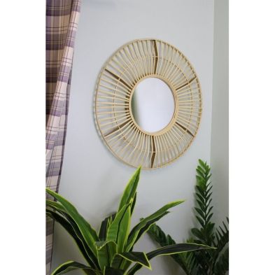 Product photograph of Bamboo Wall Mirror Natural 70cm from QD stores