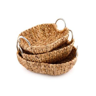 Product photograph of 3 X Raffia Oval Baskets - Natural from QD stores