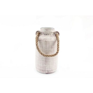 Product photograph of Vase Stoneware White With Ribbed Pattern - 20cm from QD stores