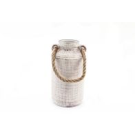 See more information about the Vase Stoneware White with Ribbed Pattern - 20cm