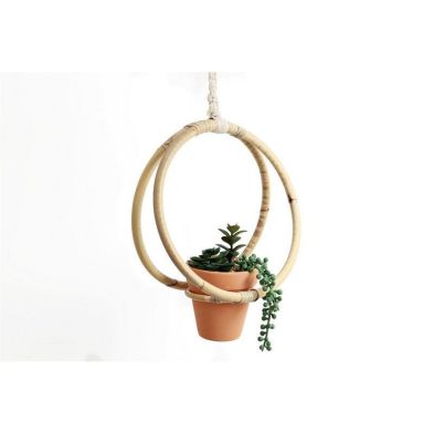 Product photograph of Faux Succulent Bamboo Terracotta Hanging - 30cm from QD stores