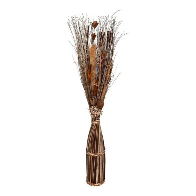 Twisted Stem Vase With Dried Brown Cream Flowers